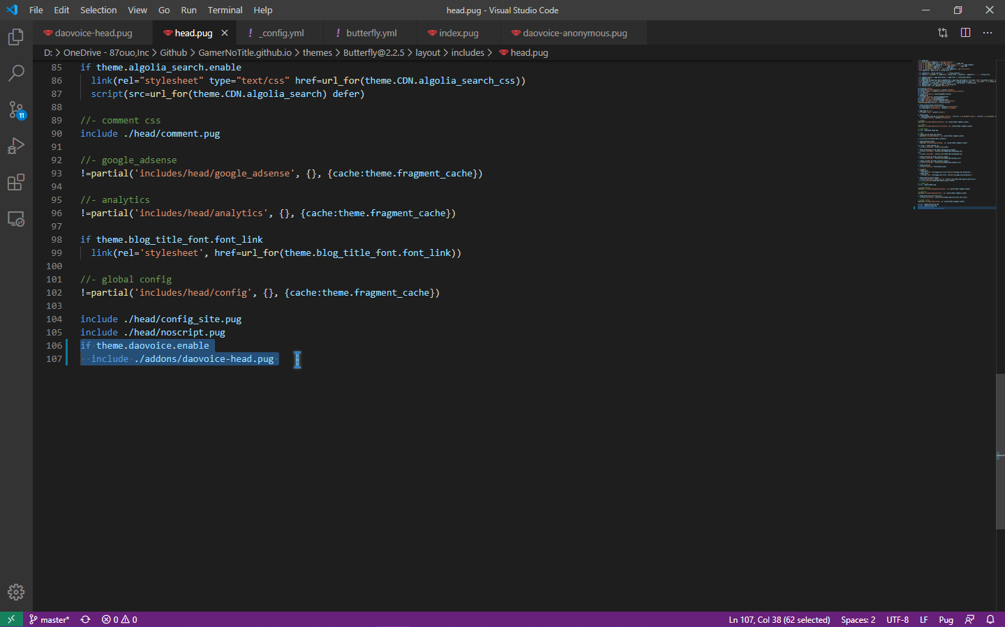 在head.pug中加入代码